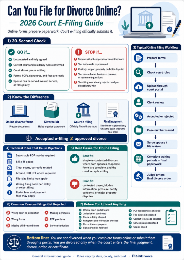 Online divorce filing by state: how to file for divorce online through a court portal